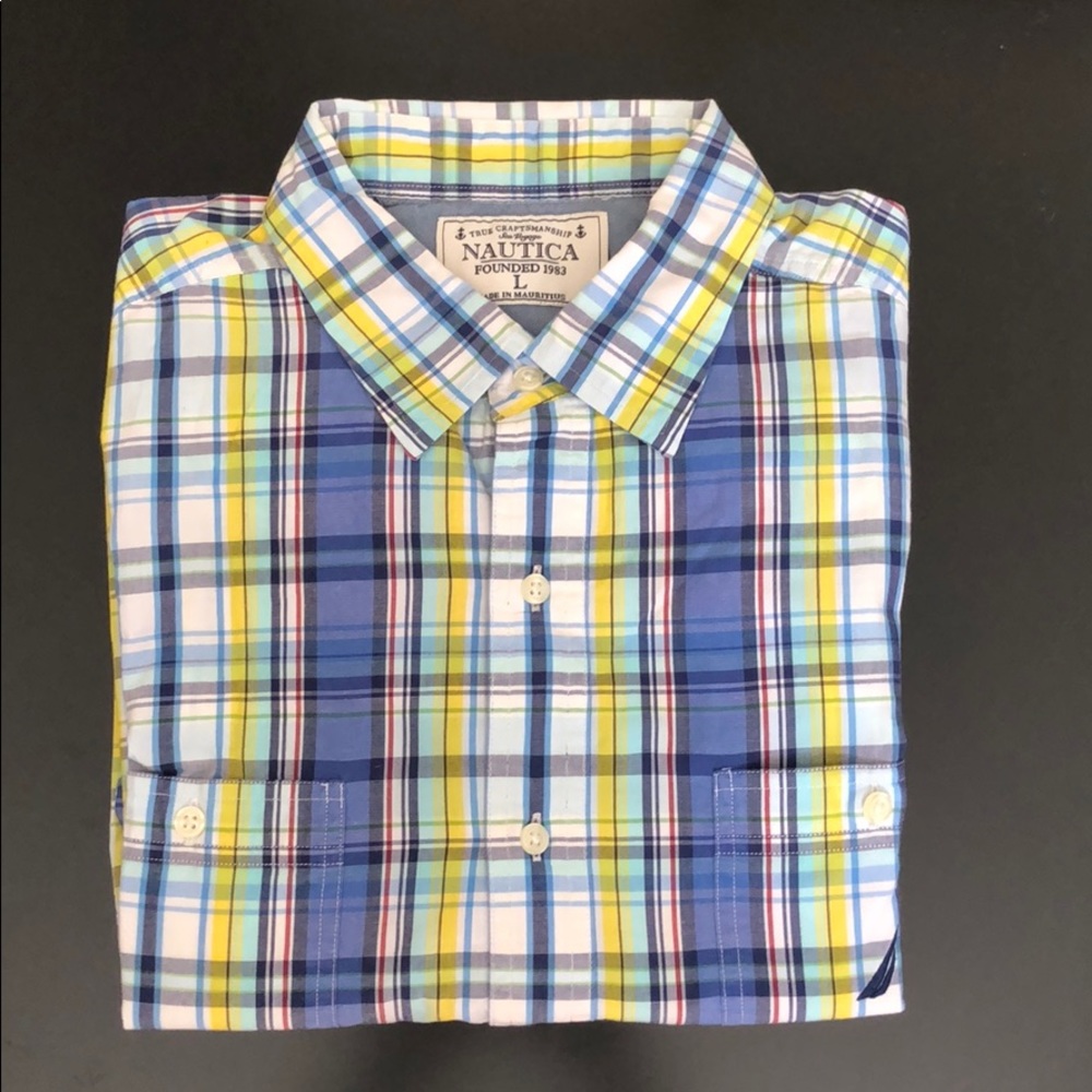 Nautica Plaid Button-Down Long Sleeve Shirt